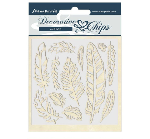 Stamperia Decorative Chips kuvioleikkeet Amazonia Feather