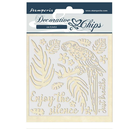 Stamperia Decorative Chips kuvioleikkeet Amazonia Parrot