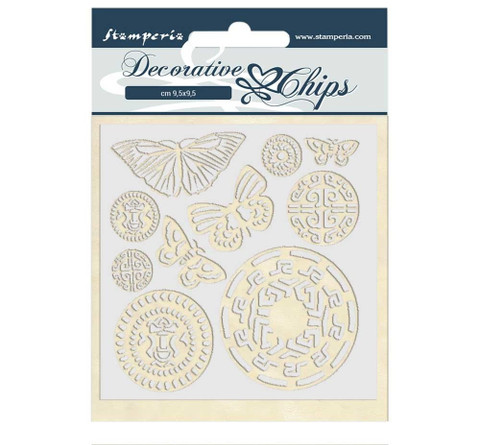 Stamperia Decorative Chips kuvioleikkeet Amazonia Butterfly Tribal