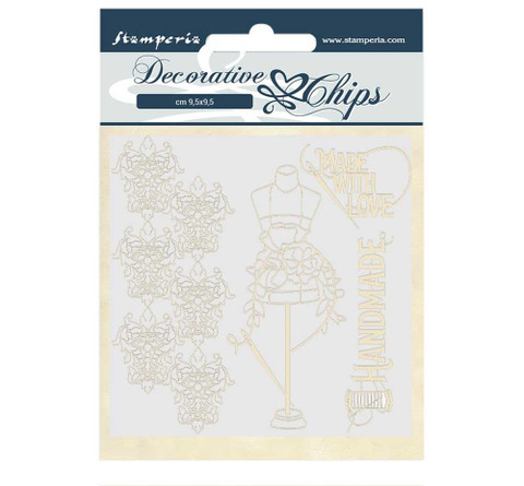 Stamperia Decorative Chips kuvioleikkeet Threads Couture