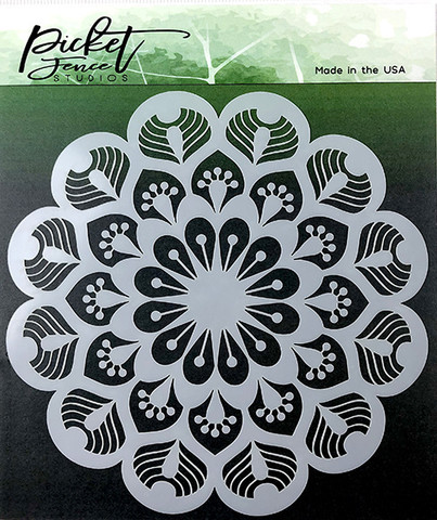 Picket Fence sapluuna Peacock Mandala