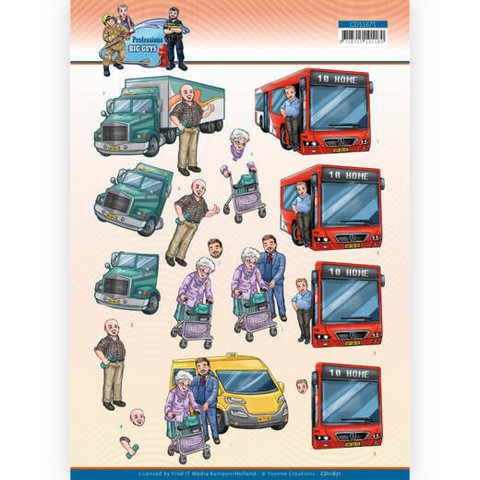 Yvonne Creations Big Guys Professions 3D-kuvat Bus Driver, leikattava