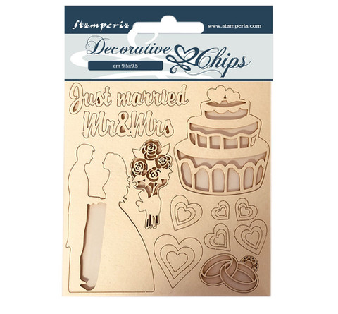 Stamperia Decorative Chips kuvioleikkeet Just Married