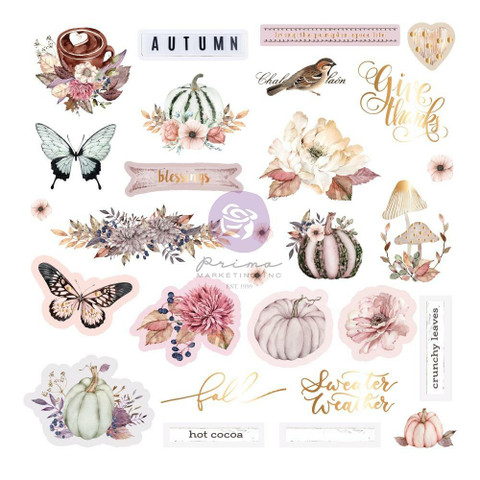 Prima Hello Pink Autumn Ephemera die-cuts, leikekuvat