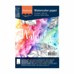 Florence Watercolour -vesiväripaperi, sileä, A5, 100 kpl, valkoinen, 200 g