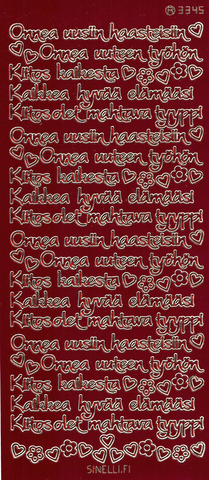 Ääriviivatarra, Läksiäiset, kulta / kiiltävä punainen