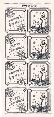 Hienokaiverrettu ääriviivatarra, Jouluikkunat, läpinäkyvä hopea