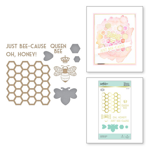 Spellbinders Glimmer Hot Foil -kuviolevy -ja stanssisetti Just Bee-cause