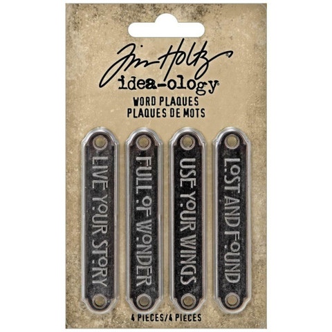 Tim Holtz Idea-Ology Metal Word Plaques -koristeet