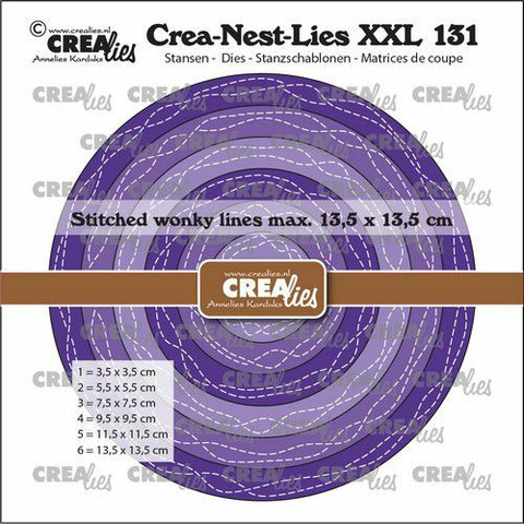 Crealies XXL stanssisetti 131, Circles with 2 Wonky Stitchlines 