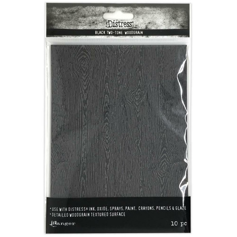 Tim Holtz Distress Woodgrain Black Two-Tone -paperipakkaus, 10 arkkia