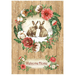 Stamperia riisipaperi Romantic, Home for the Holidays, Welcome Home Bunnies