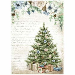 Stamperia riisipaperi Romantic, Cozy Winter, Blue Tree