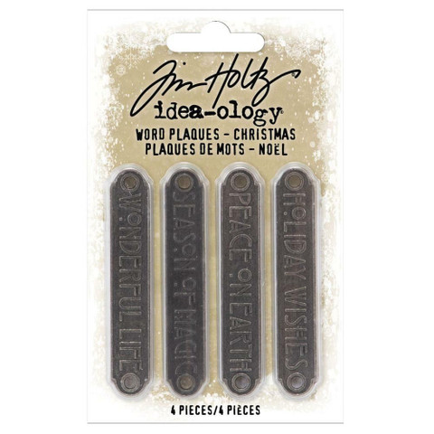 Tim Holtz Idea-Ology Metal Word Plaques -koristeet, Christmas