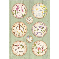 Stamperia riisipaperi Create Happiness, Welcome Home, Clocks