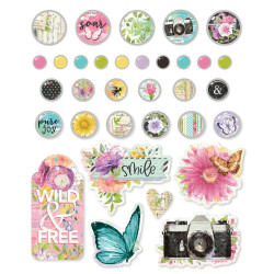 Simple Stories Simple Vintage Life In Bloom Decorative Brads -koristeet