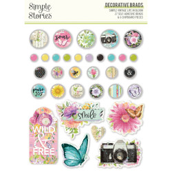 Simple Stories Simple Vintage Life In Bloom Decorative Brads -koristeet