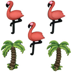 Buttons Galore napit Pretty Flamingo