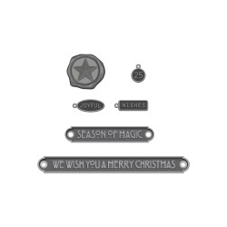 Tim Holtz Idea-Ology Metal Adornments -koristeet, Christmas Word Plaques + Tags