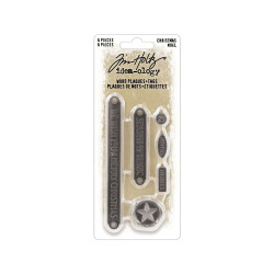 Tim Holtz Idea-Ology Metal Adornments -koristeet, Christmas Word Plaques + Tags