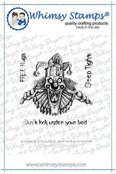 Whimsy Stamps Creepy Clown Sleep Tight -leimasin