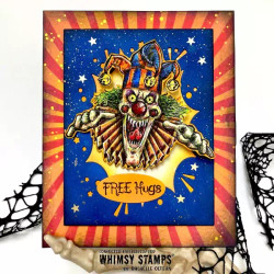 Whimsy Stamps Creepy Clown Sleep Tight -leimasin