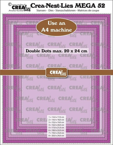 Crealies XXL stanssisetti 52 Mega, Rectangles with Double Dots