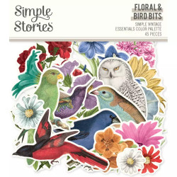 Simple Stories Simple Vintage Essentials Color Palette, Floral & Bird Bits, leikekuvat