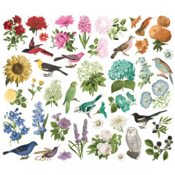 Simple Stories Simple Vintage Essentials Color Palette, Floral & Bird Bits, leikekuvat