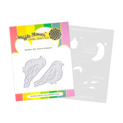 Waffle Flower stanssi ja sapluuna Birdie Duo Die-n-stencil