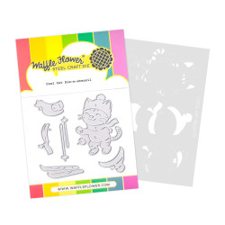 Waffle Flower stanssi ja sapluuna Cool Cat Die-n-stencil