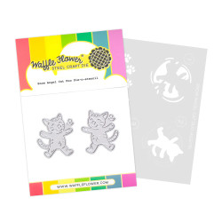Waffle Flower stanssi ja sapluuna Snow Angel Cat Duo Die-n-stencil