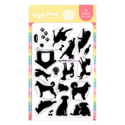 Waffle Flower leimasin Postage Collage Dog Silhouettes