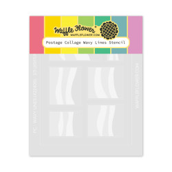 Waffle Flower sapluuna Postage Collage Wavy Lines