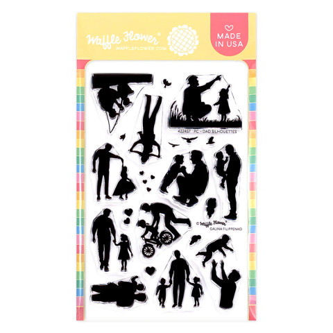 Waffle Flower leimasin Postage Collage Dad Silhouettes