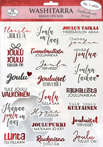 Washitarra-arkki Joulutekstit, puna/musta