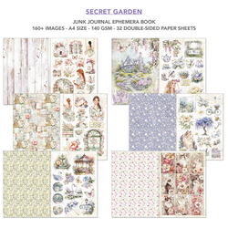 Ciao Bella Junk Journal Ephemera -kirjanen, Secret Garden, A4