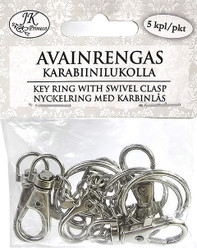 Avainrengas Karabiinilukolla, Hopea, 5 kpl