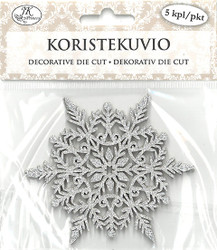 Koristekuvio Lumihiutale, glitter hopea, 5 kpl