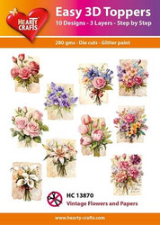 Valmiiksi leikattuja 3D kuvia, Vintage Flowers and Papers
