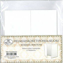 Helmiäiskorttipohjat ja kirjekuoret, Valkoinen, 5 kpl