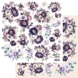 Alchemy of Art skräppipaperi In Purple Color, Flowers