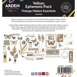 Arden Creative Studio Vellum Ephemera -leikekuvat Vintage Makers, Essentials