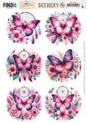 Berrie's Beauties 3D-kuvat Pink Butterflies Round