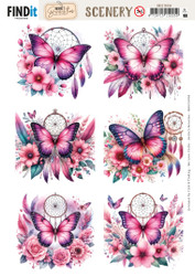 Berrie's Beauties 3D-kuvat Pink Butterflies Square