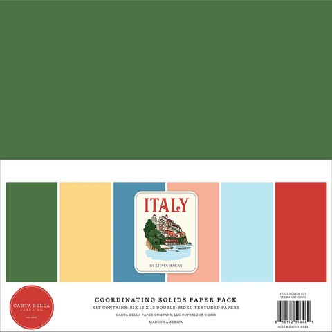 Carta Bella Italy, Solids -paperipakkaus, 12