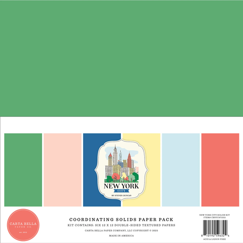 Carta Bella New York City, Solids -paperipakkaus, 12