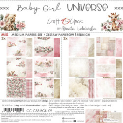 Craft O'clock paperipakkaus Baby Girl Universe, Mix, 8