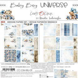 Craft O'clock paperipakkaus Baby Boy Universe, Mix, 8