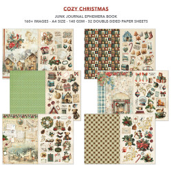 Ciao Bella Junk Journal Ephemera -kirjanen, Cozy Christmas, A4